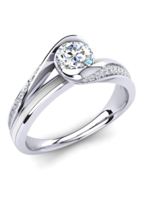 Silver 925 GRA Moissanite Diamond Engagement Ring