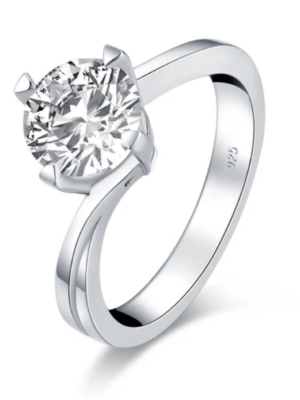 Twist Round Created White Diamond Solitaire Ring