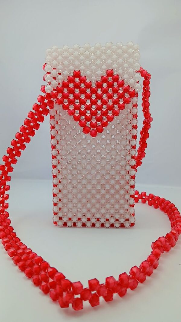 Beads Handmade Bag Red and White