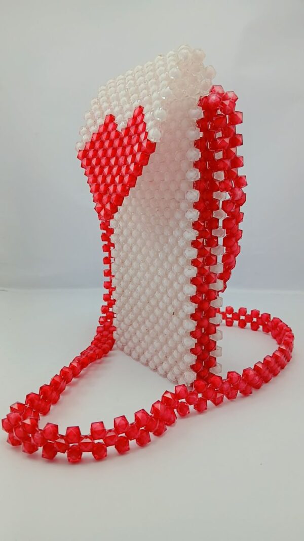 Beads Handmade Bag Red and White