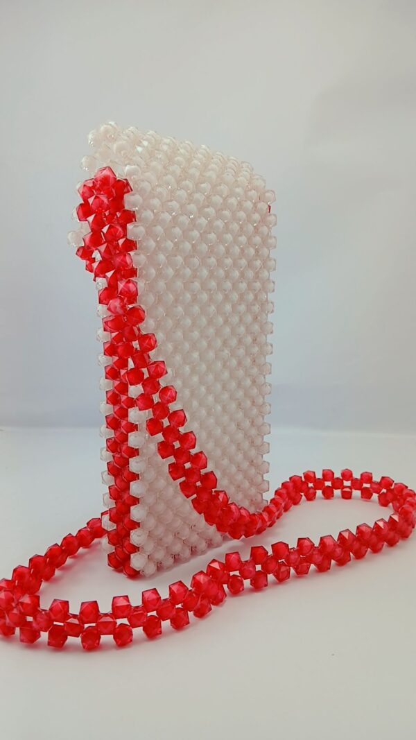 Beads Handmade Bag Red and White