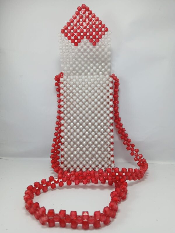 Beads Handmade Bag Red and White