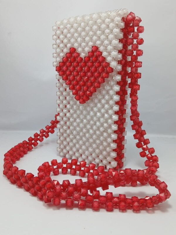 Beads Handmade Bag Red and White